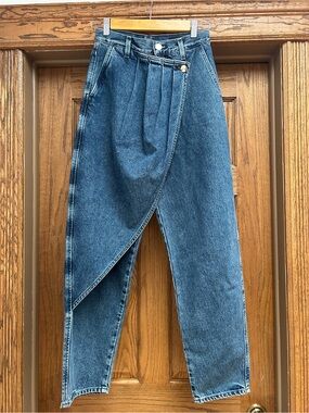 Goldsign High-Waist Wrap-Front Women’s Dark Wash Jeans
